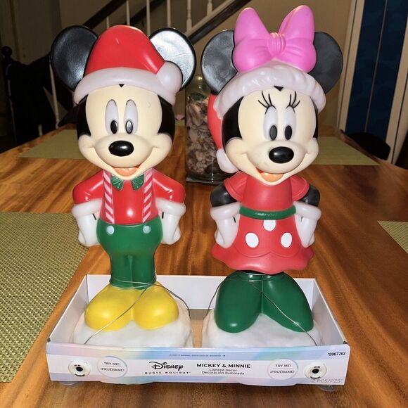 NEW Disney Minnie & Mickey Mouse Blow Mold Christmas Lighted Yard Decor 15" 2024 - Picture 1 of 7
